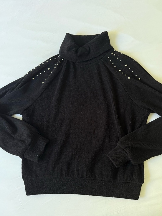 Zara Sweaters - Zara Black Turtleneck Sweater with Silver Stud Shoulders